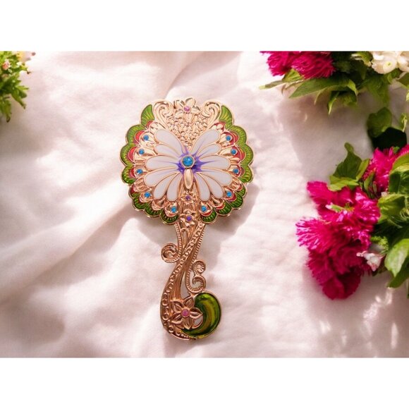 Vintage-Inspired Butterfly Mirror Comb Set Metal Handheld Compact Gift - Picture 4 of 12